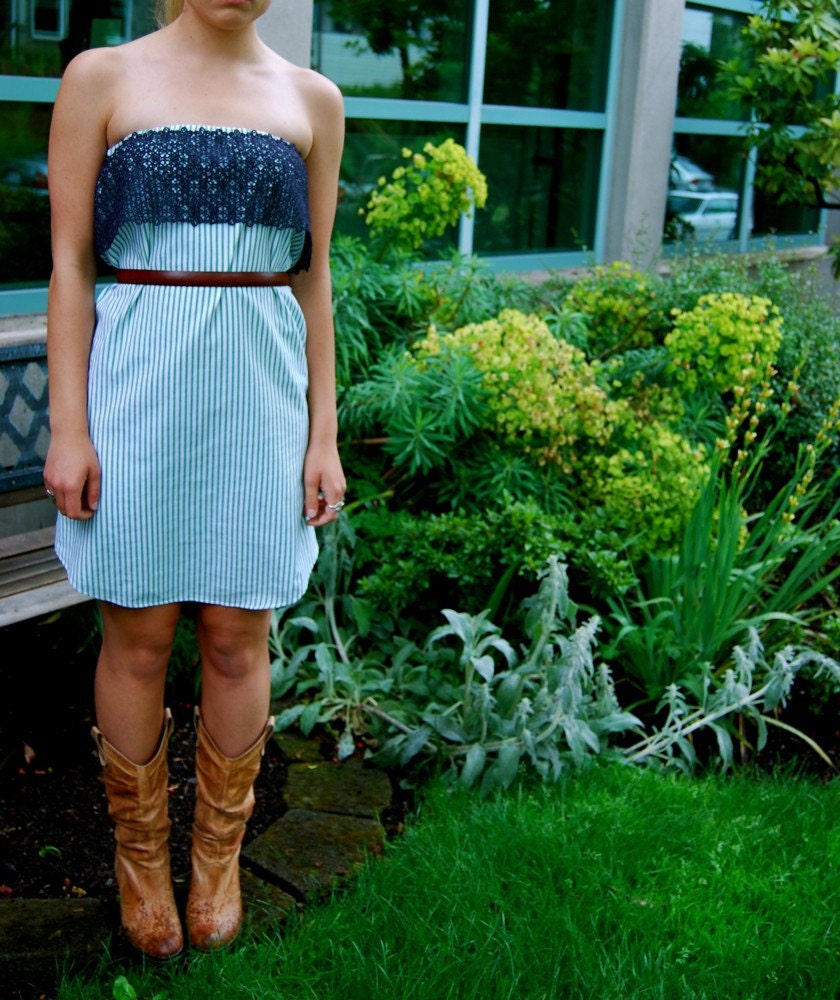 Stripe Ruffle Dress // Green