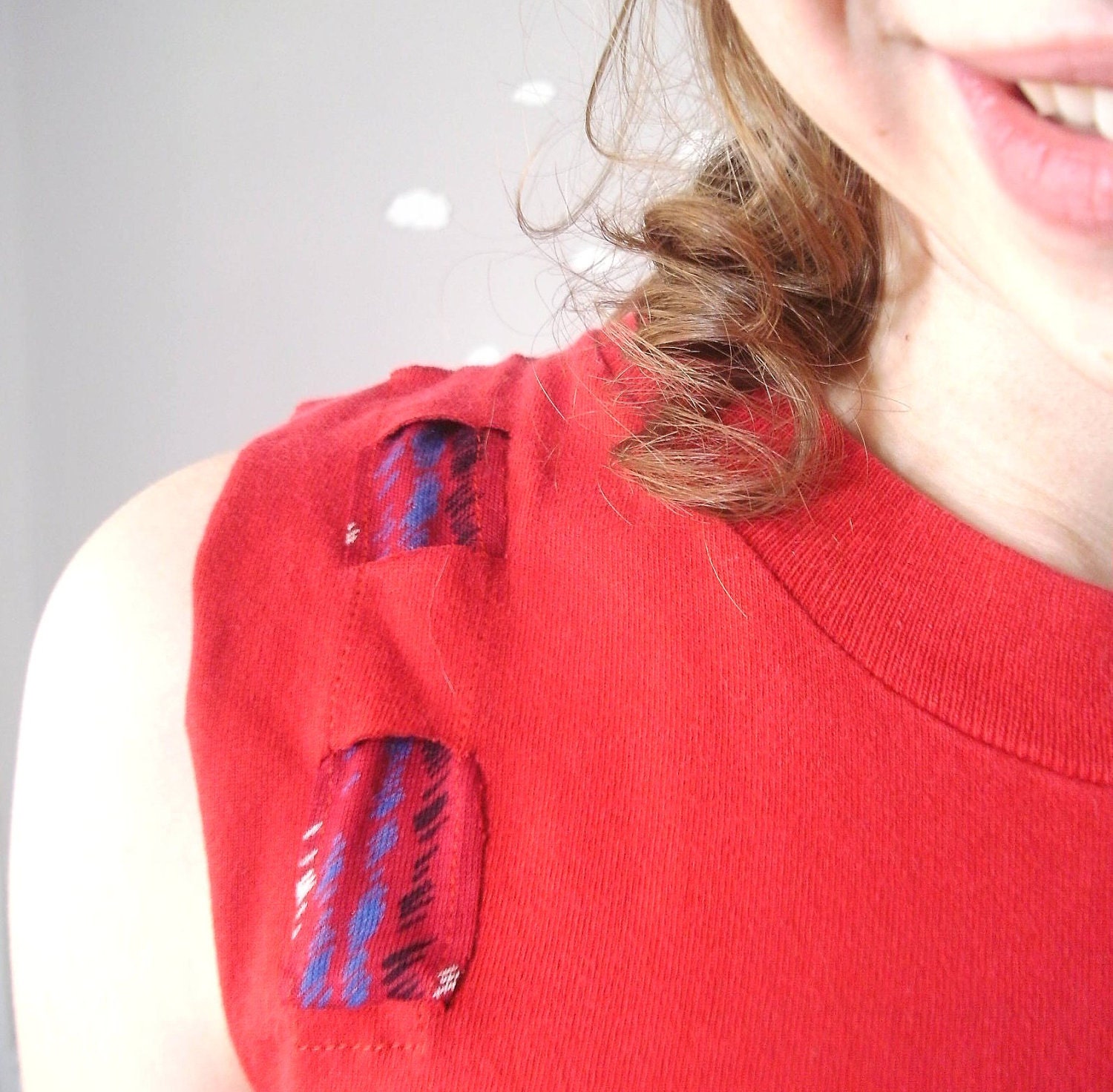 Eco friendly tank cottlon threaded minimalist red medium SIMPLE SIGHTS
