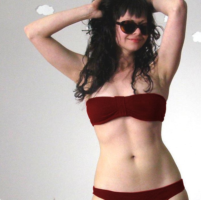 Vintage inspired eco cotton bikini custom fit BEACH BUM