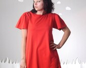 Lace inset dress vintage and upcycled fabrics red large SECRET GARDEN