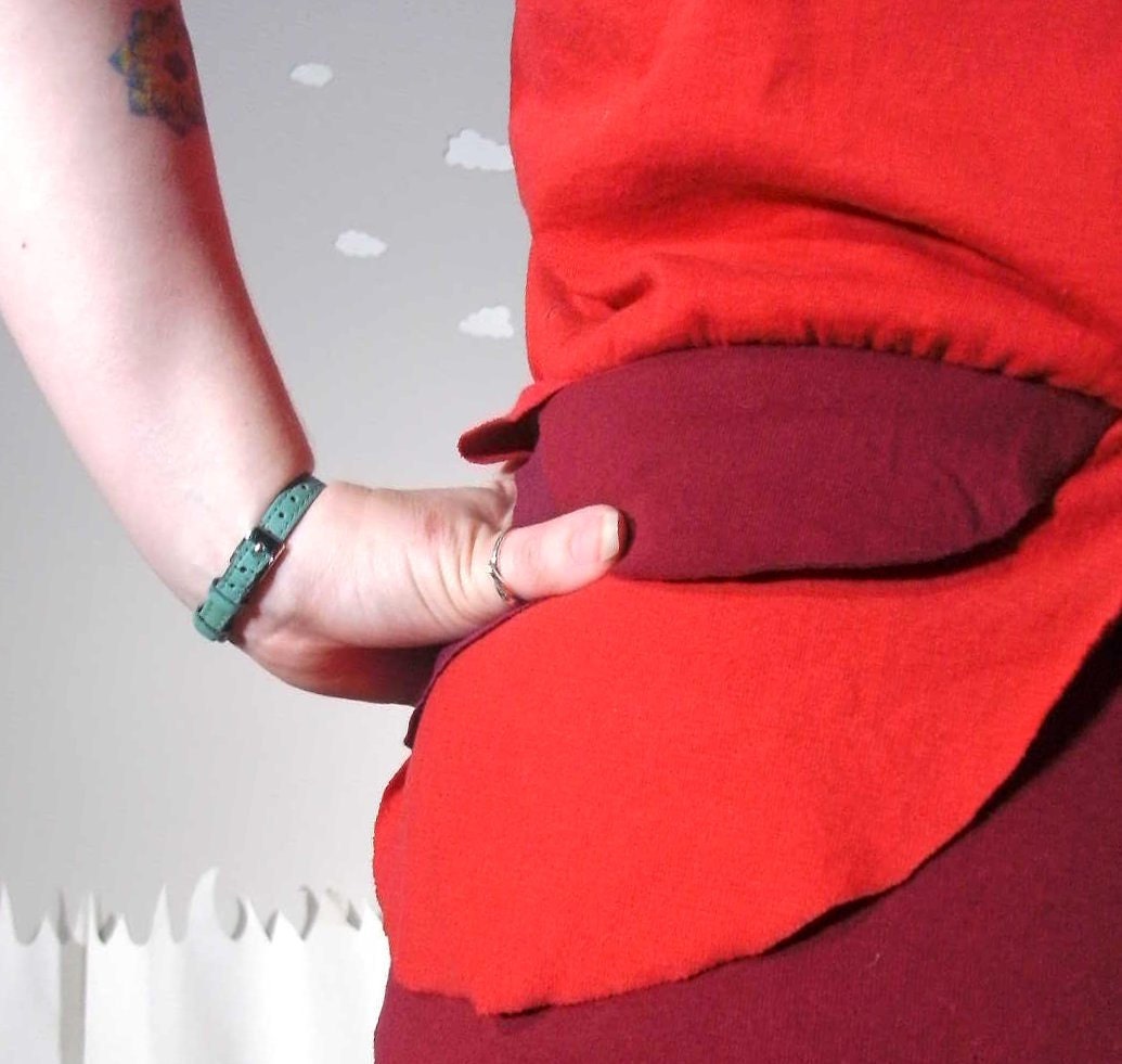 Eco friendly dress peplum red bustle layers large GRADIENTS