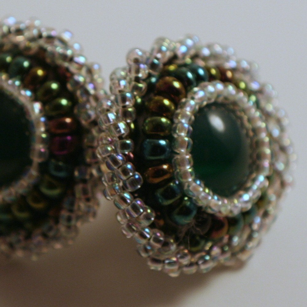 Chrysoprase Embroidered Earrings