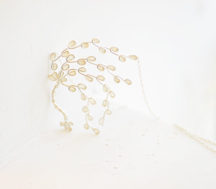 Sterling Silver Tree Necklace Jewelry, Winter Snow White Wedding Bridal Bride Jewelry, Bridesmaid Gift, Windswept, Artisan Wearable Art....