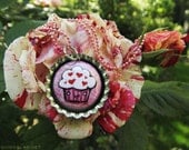 Pink Cupcake Button Bottlecap Necklace