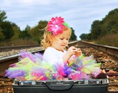 Tropical Punch Sewn Tutu As Seen On The View size nb through 24m matching headband with flower clip included