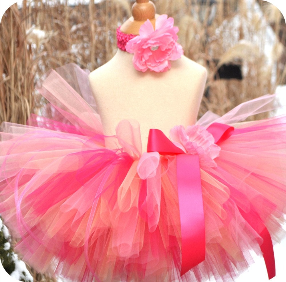 Spring Bloom SEWN Tutu  Matching headband included by Trinity's Tutus As seen on The View FAST SHIPPING