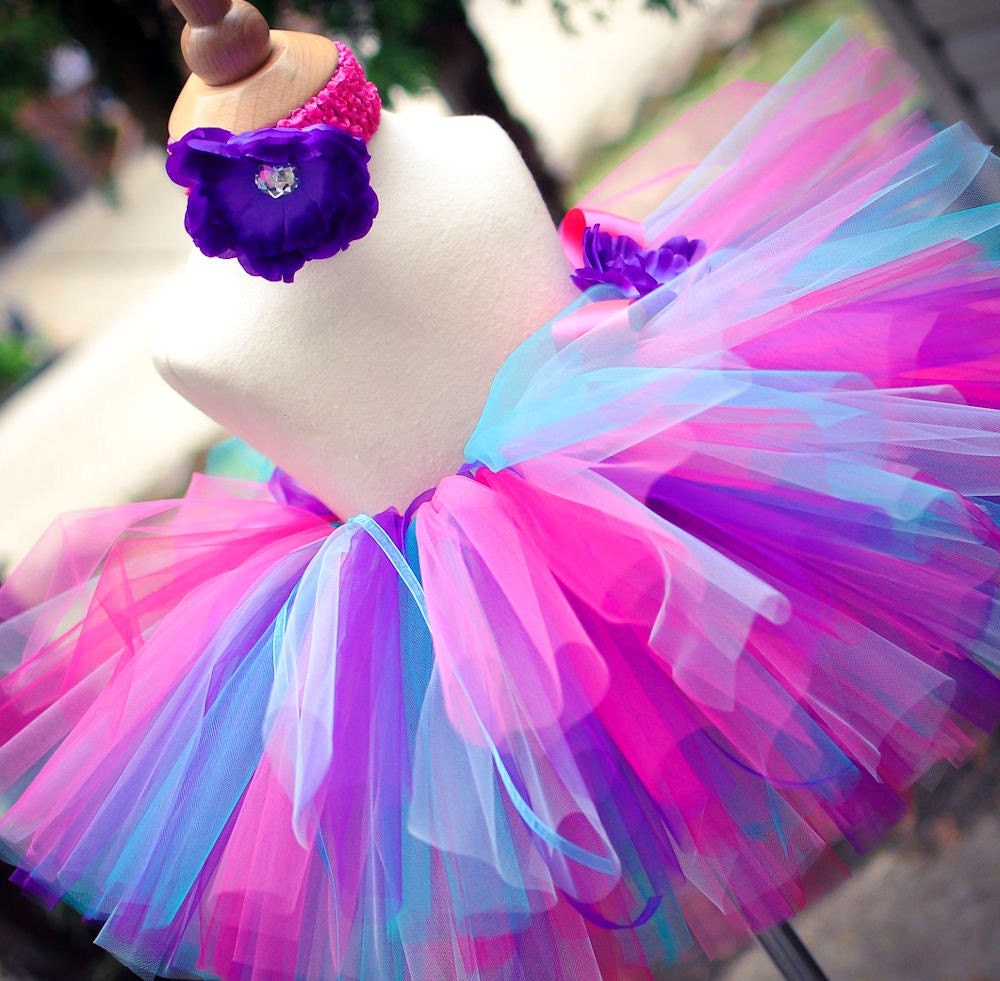 Purple Pink and Blue Tutu Set Baby Tutu and Toddler Tutu Includes Headband Set
