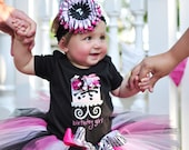Birthday Tutu Rockin' Zebra sewn tutu and headband set sizes 2 through 5 fast shipping