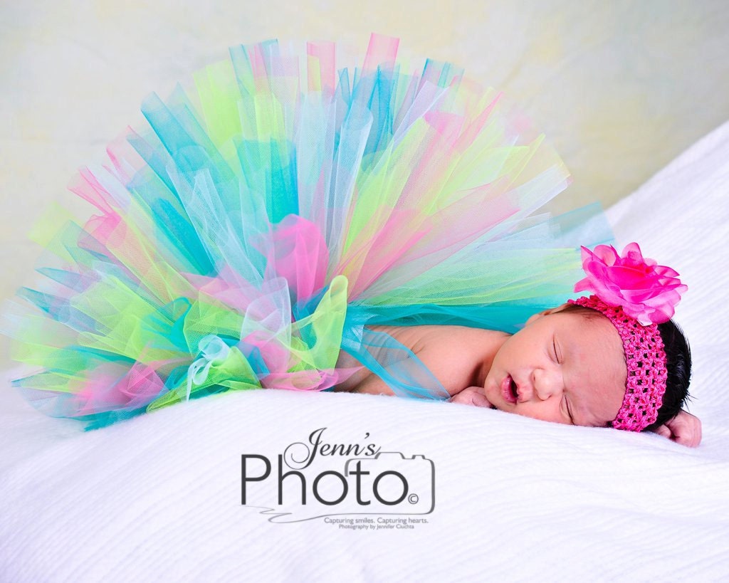 Newborn Baby Tutu and headband Pink, Blue, Green Tutu