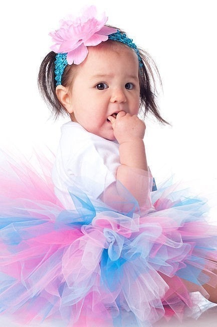 Sewn Tutu - Cotton Candy Tutu w/headband set - Fast shipping