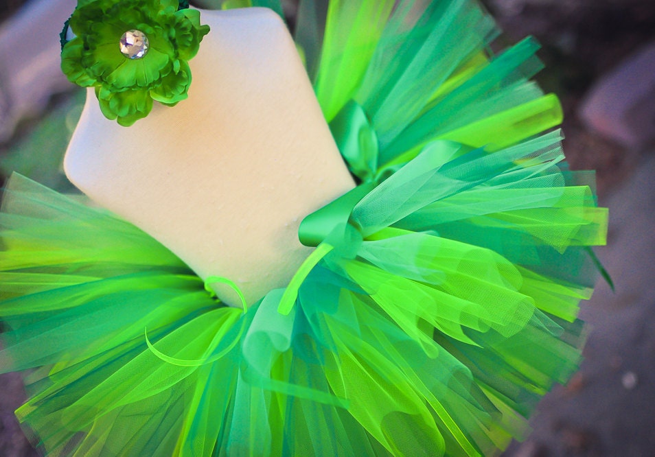 St Patricks Tutu Skirt  toddler tutu girl tutu green tutu headband included