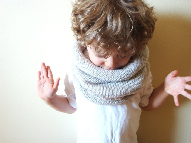 kids vegan friendly knit cowl in LINEN (hypoallergenic)