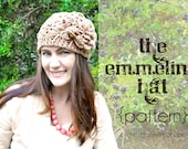 The Emmeline Hat Girls Womens Crochet Hat PATTERN w/ Flower