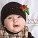 Ribbon Baby Cap Crochet PATTERN with Holly Berries and Leaves