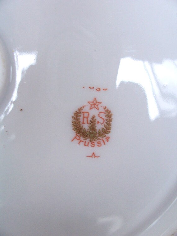 RS Prussia Pink and Aqua Handled Cake Plate/Server