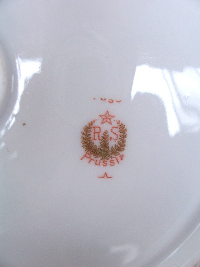 RS Prussia Pink and Aqua Handled Cake Plate/Server