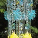 Jeweled Light Aqua and Yellow Antique Roses and Crystal Wind Chime