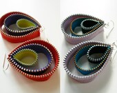 PICK YOUR COLORS - Custom Three Tier Teardrop Vintage Zipper Tape Dangle Earrings