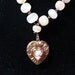 Heart Pink Necklace Vintage Cameo Locket Re-Envisioned Necklace with Stone Beads FREE SHIPPING 731002