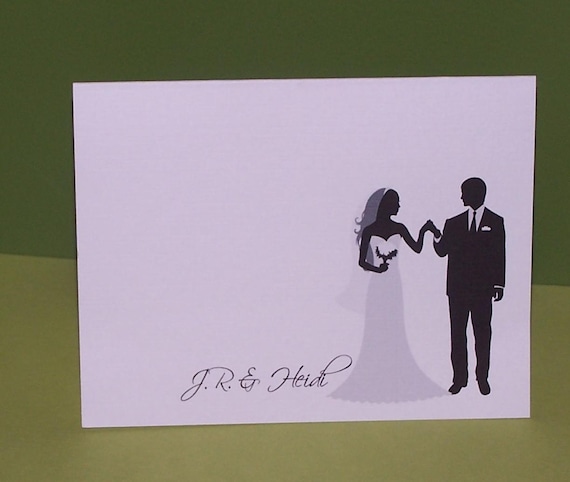 Bride and Groom Silhouette thank you cards (set of 10) Il_570xn