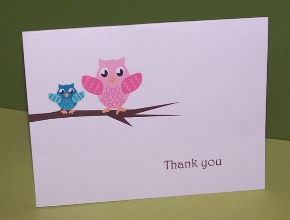 Owl baby shower thank you cards (set of 10) Il_570xn