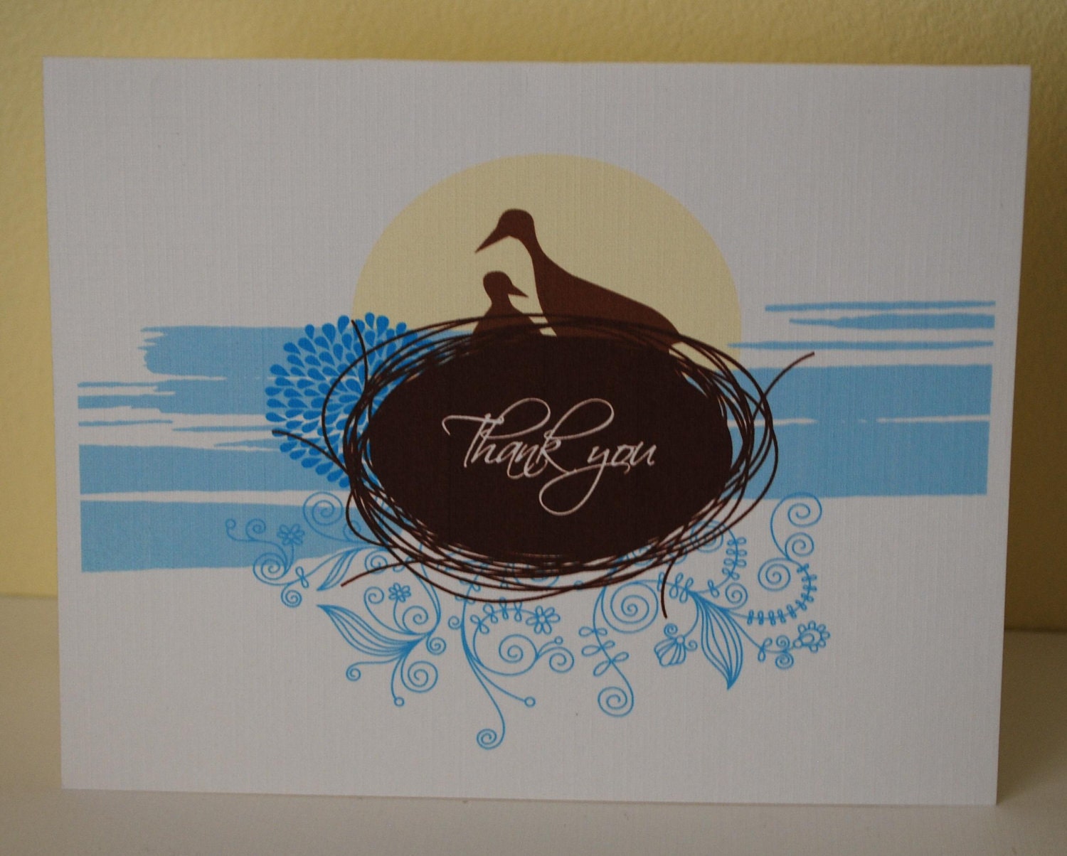 Baby shower thank you cards momma and baby bird(set of 10) Il_570xn