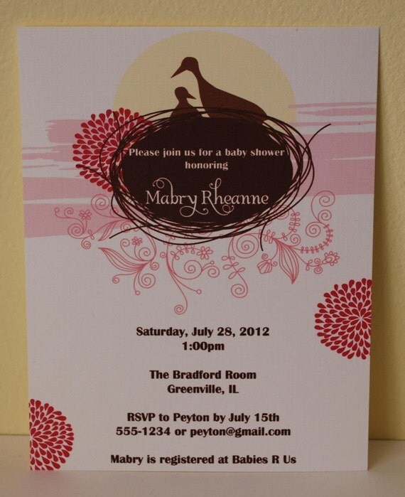 Baby Shower Invitations Momma and baby bird (set of 10) Il_570xn