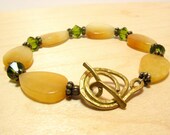 Lemon Jasper Stone Bracelet With Handcrafted Clasp