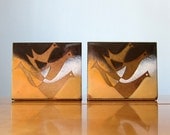 Mod bird enamel on copper bookends