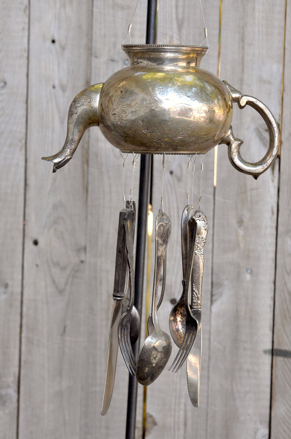 DEB SUN'S LISTING - Exquisite, Vintage Teapot & Grape Leaf Coffee Pot Wind Chime plus Shipping