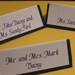 Custom Wedding Reception Items- 1 escort card, 1 table numbers, 1 menu your quantity and style