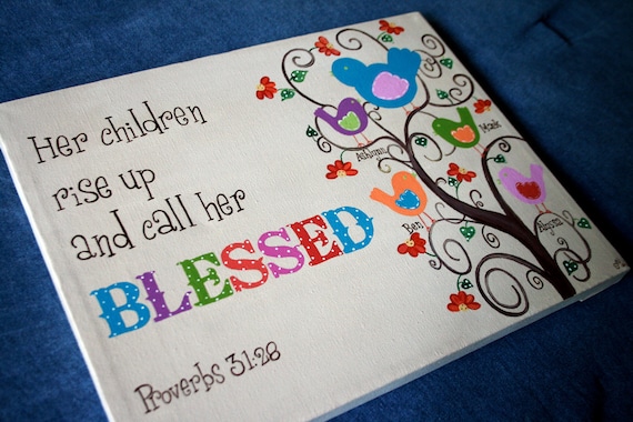 BLESSED (Gift for Mom) original painting personalized