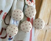 Handmade Fabric Buttons - Cream Dark Red Polka Dots Handmade Fabric Buttons 0.8 / 1 / 1.1 Inches 5'