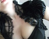 PARIS ROMANCE black bolero jacket wedding shrug gothic bolero goth lolita wedding bolero jacket bridal jacket victorian bolero black shrug