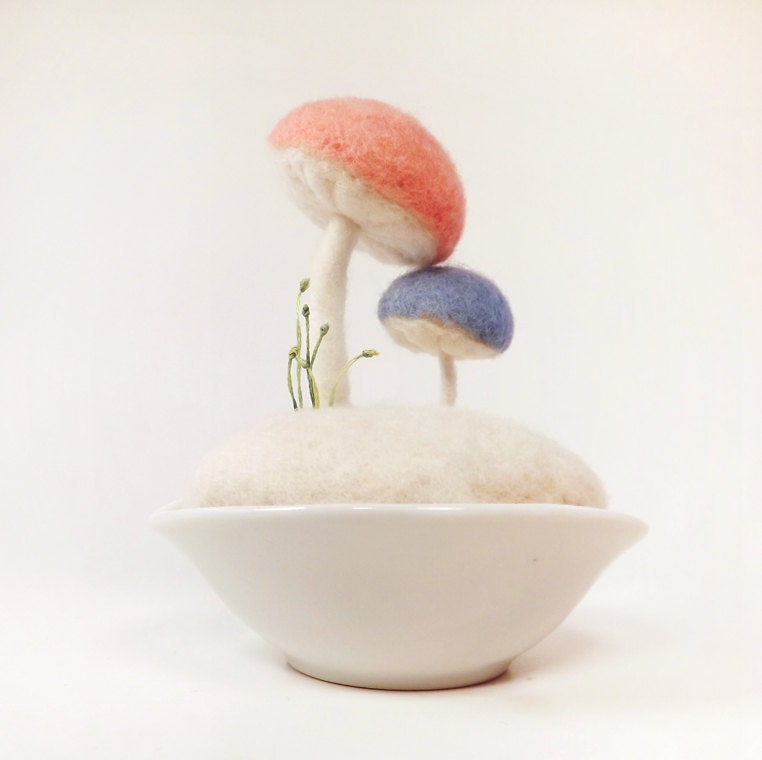 Mushroom Nursery Decor - Nature Pincushion New Mom Baby Boy Made To Order