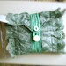 Nanami - ooak Clutch in White and Sea Green w Vintage Buttons