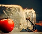 Kitchen art print - fine art photography print country red rustic jar