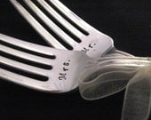 Mr and Mrs Wedding Forks hand stamped bridal accessory