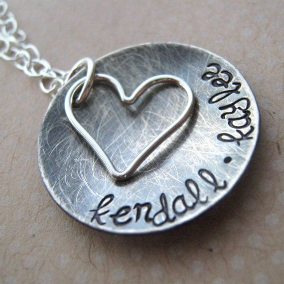 Mother Necklace - Rustic Bowl - antiqued name necklace