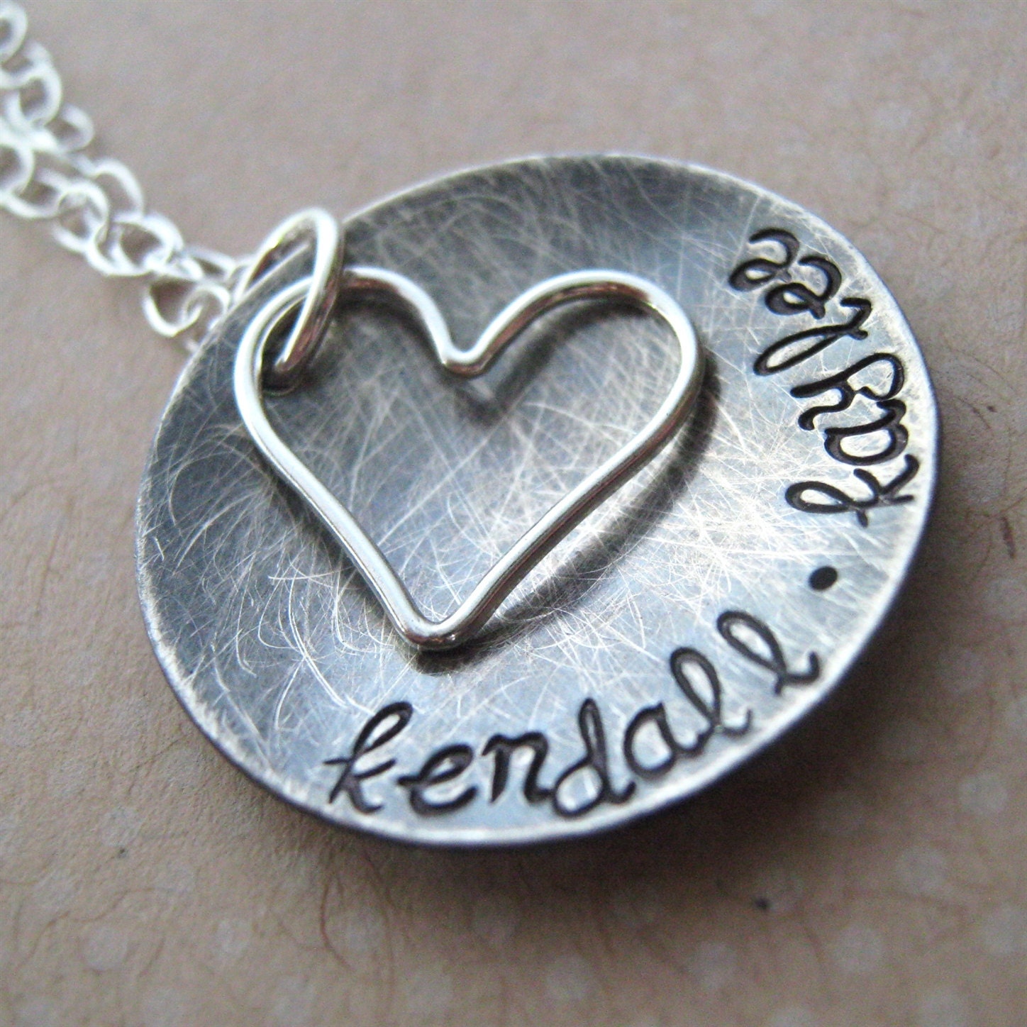 Mother Necklace - Rustic Bowl - antiqued name necklace