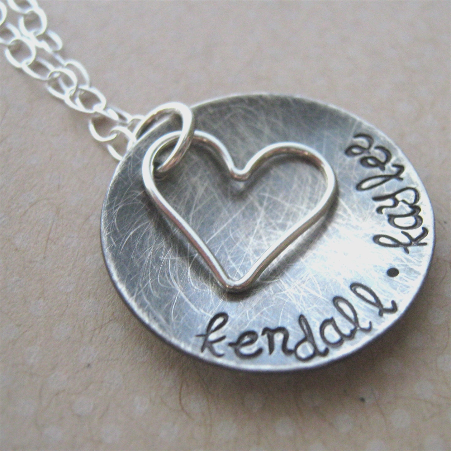 Mother Necklace - Rustic Bowl - antiqued name necklace