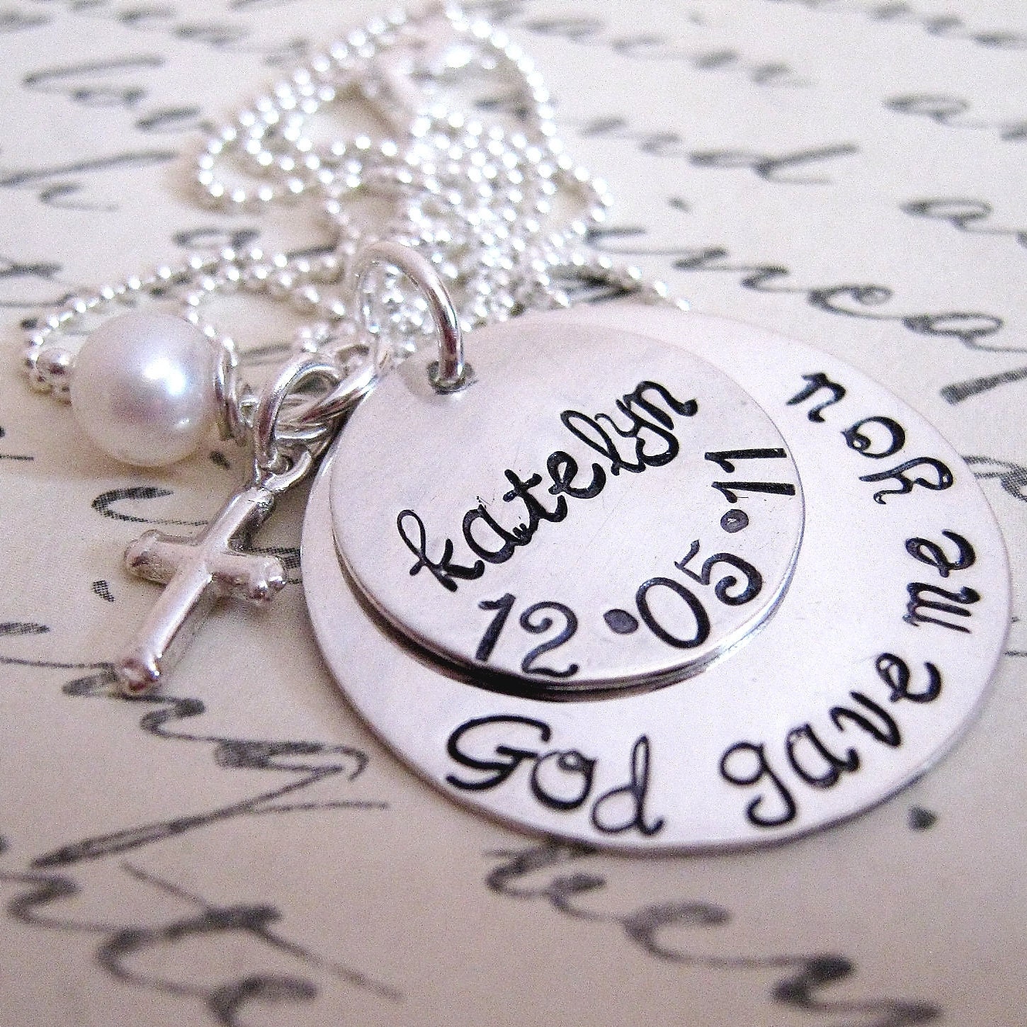 Personalized Necklace - God Gave Me You - hand stamped necklace
