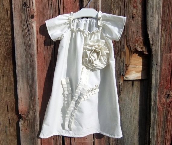 girls country western DRESS, the Plain Jane in ivory, brown or white custom newborn to 6 peasant boutique vintage inspired
