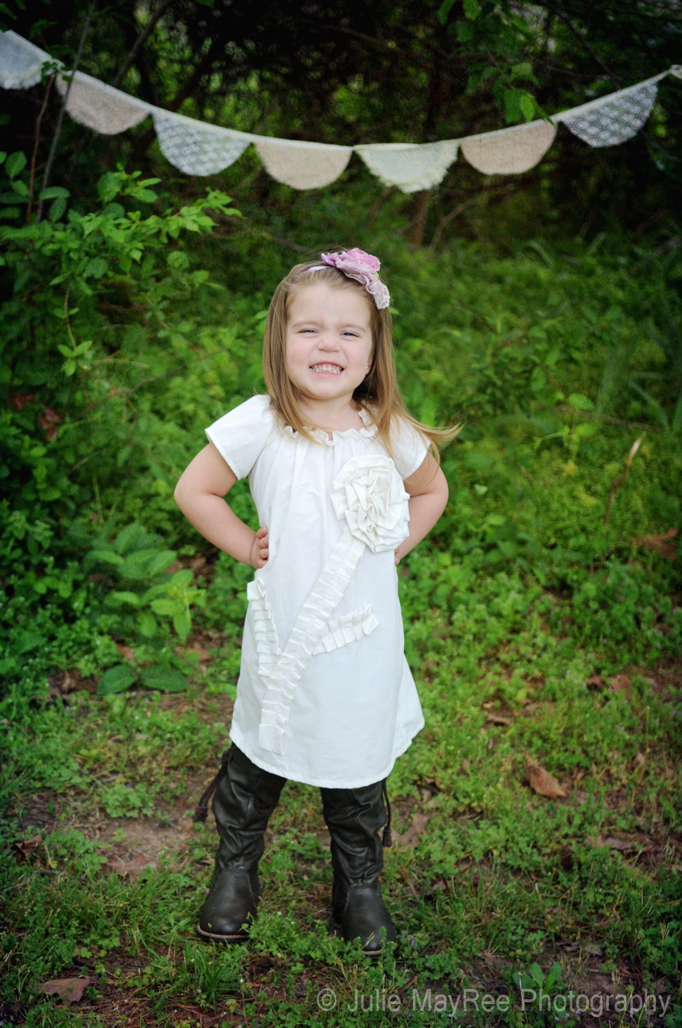 girls country western DRESS, the Plain Jane in ivory, brown or white custom newborn to 6 peasant boutique vintage inspired