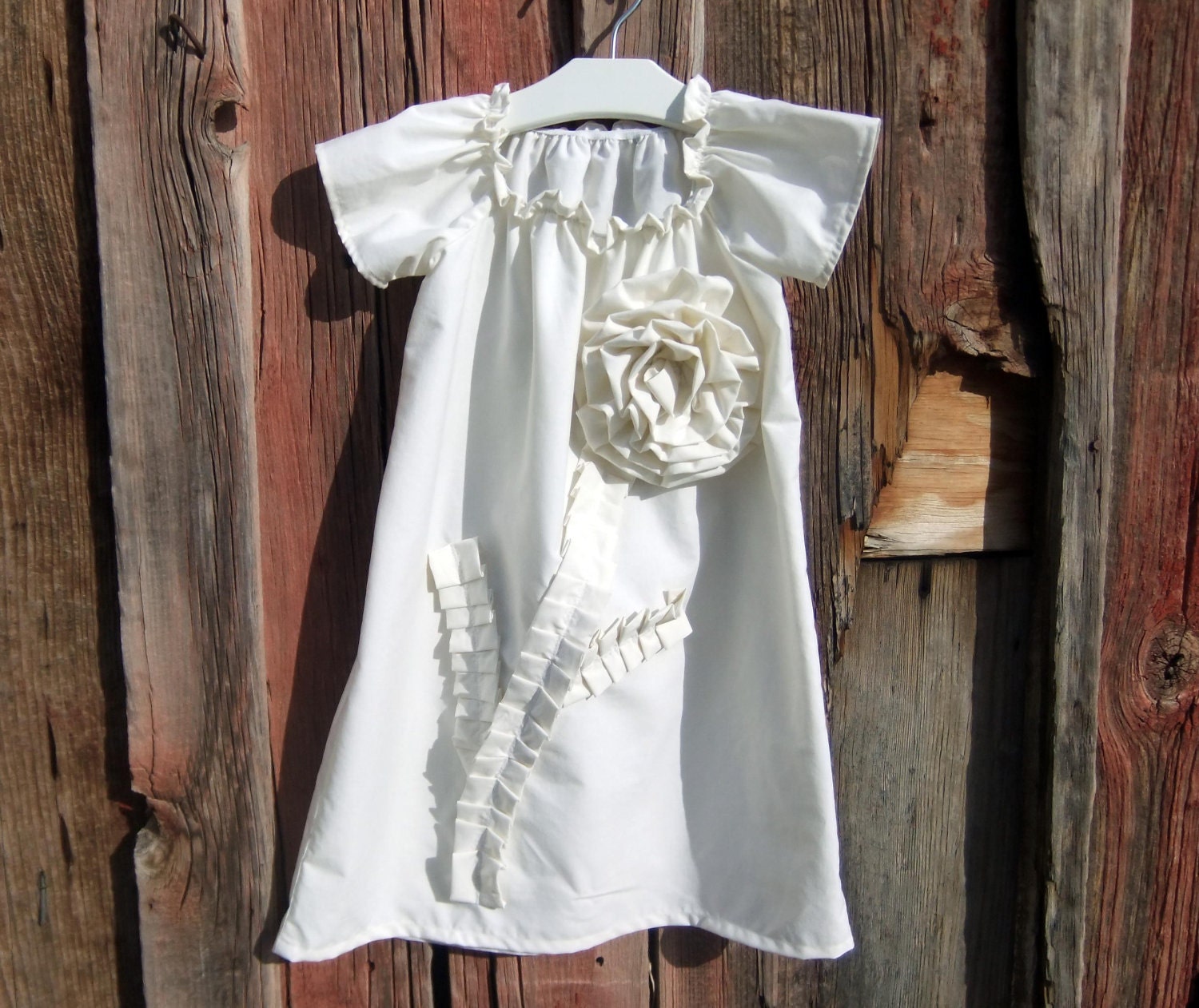 girls country western DRESS, the Plain Jane in ivory, brown or white custom newborn to 6 peasant boutique vintage inspired