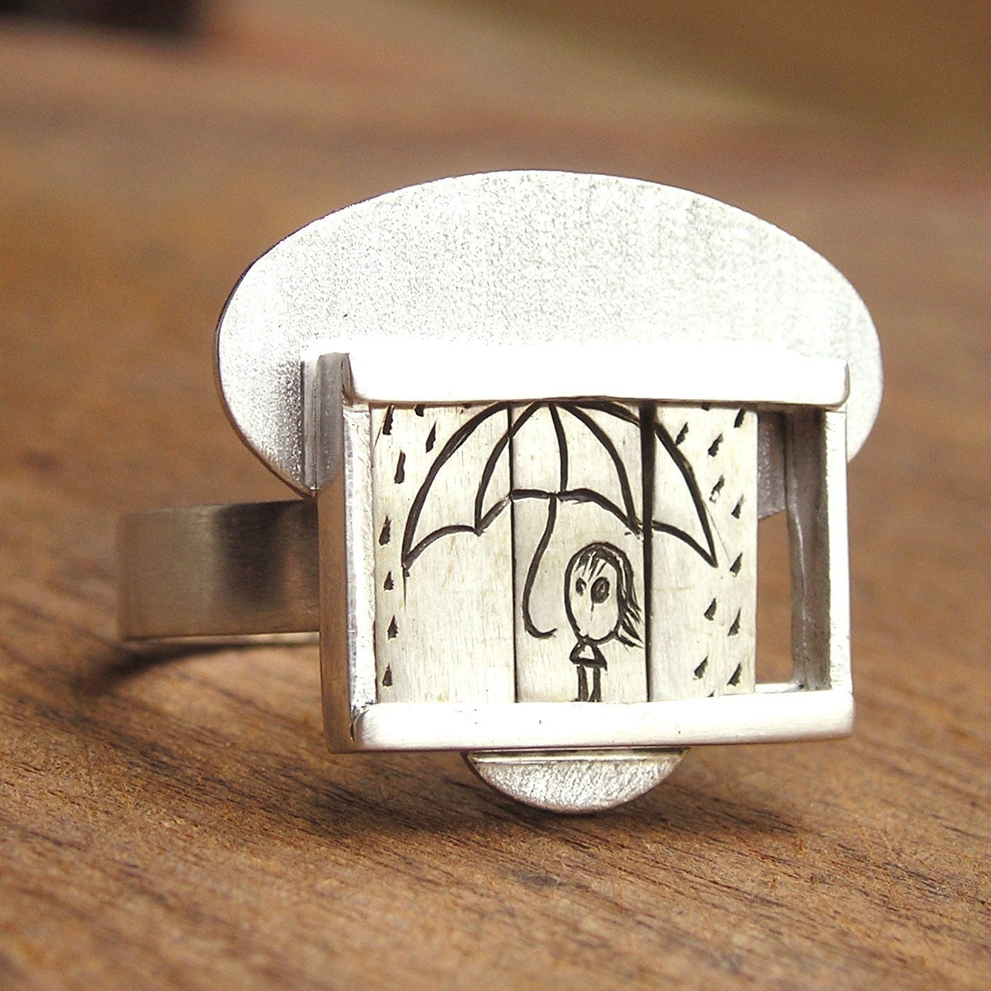 It's raining- Slider Ring-sterling silver