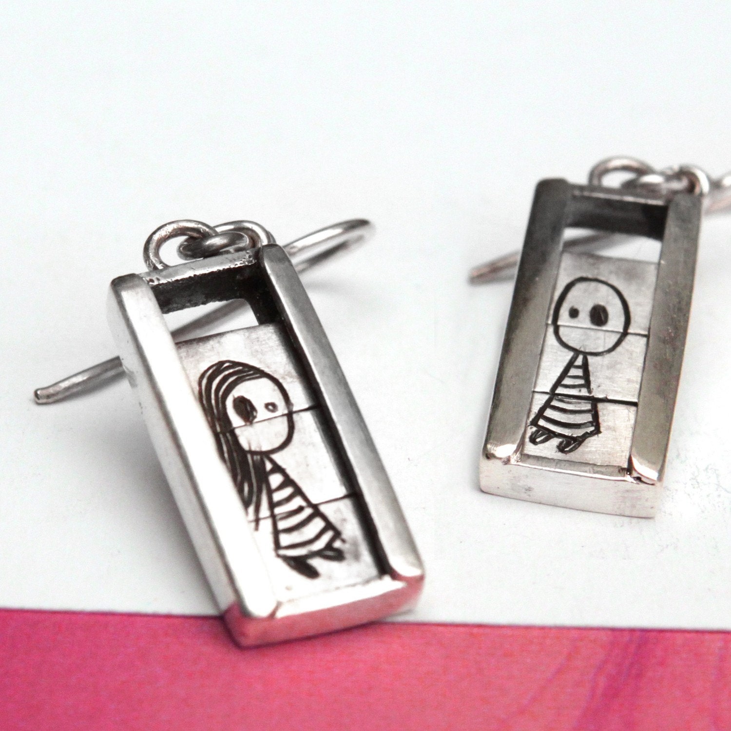 Boy and Girl Slider Earrings-sterling silver