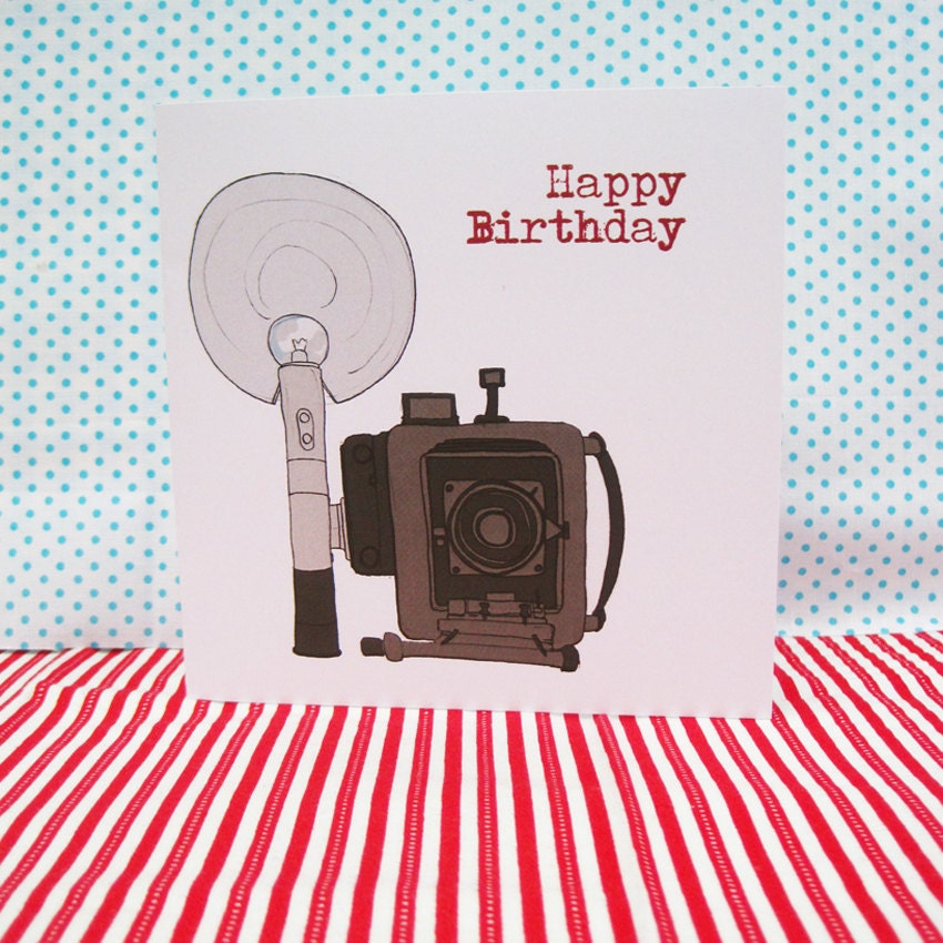 Old Camera Happy Birthday Printed Card 5 x5"