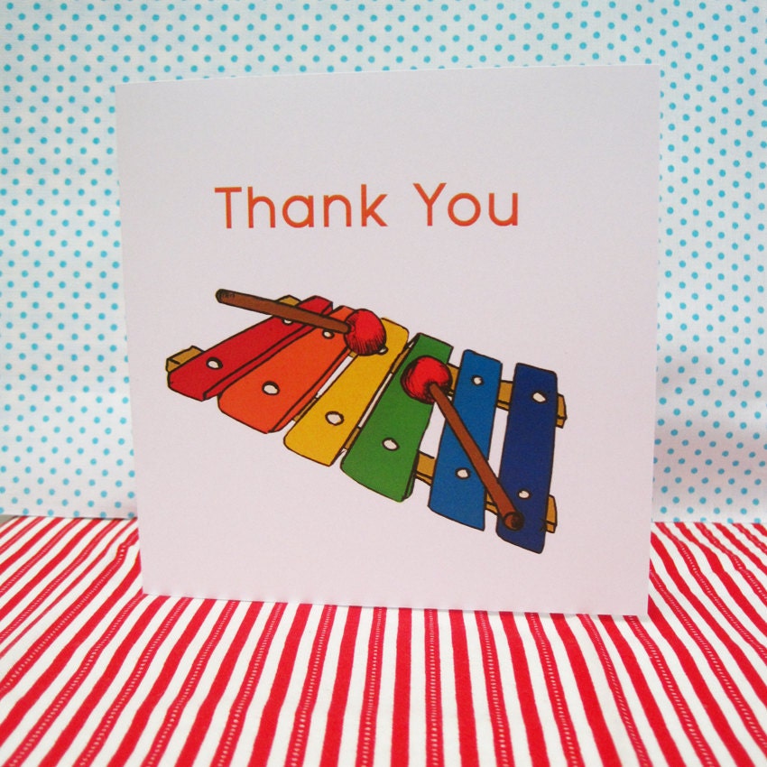 Xylophone Thank You Printed Card 5 x5"