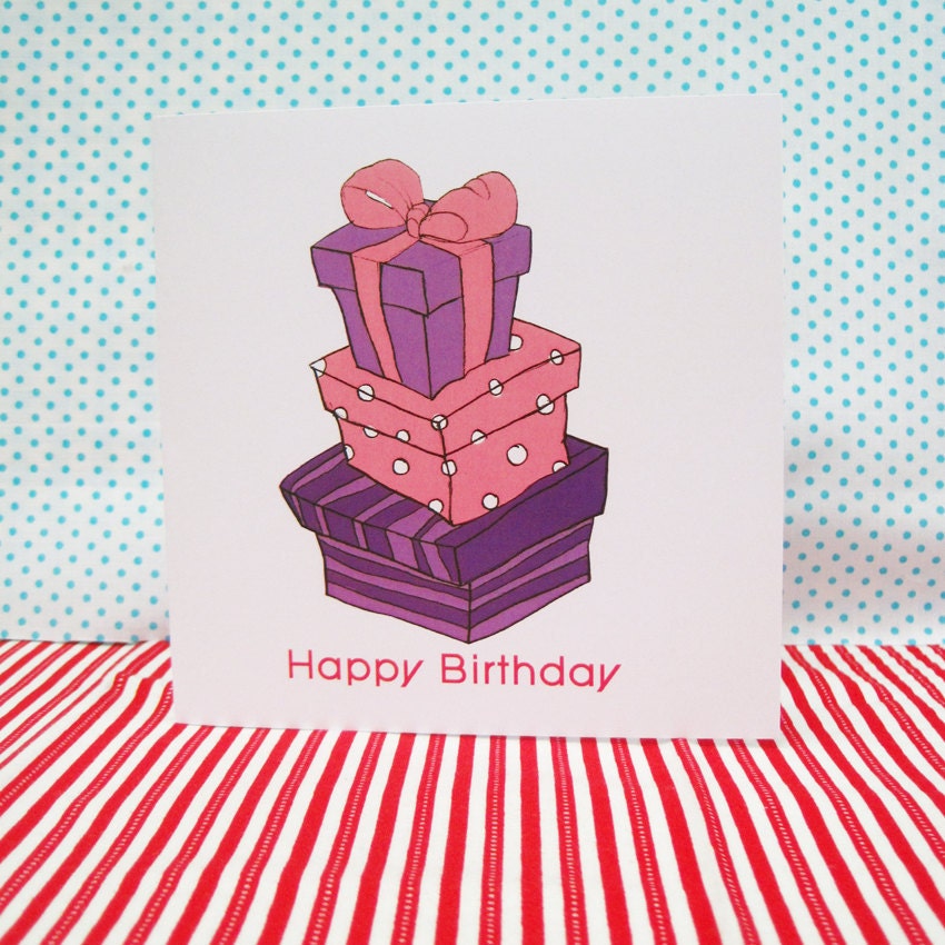 Presents Happy Birthday Printed Card 5 x5"